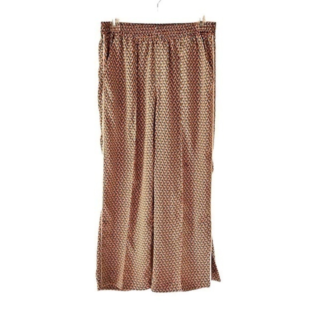 Zara Trafaluc Crop wide leg track pants lightweight silky feel geometric M